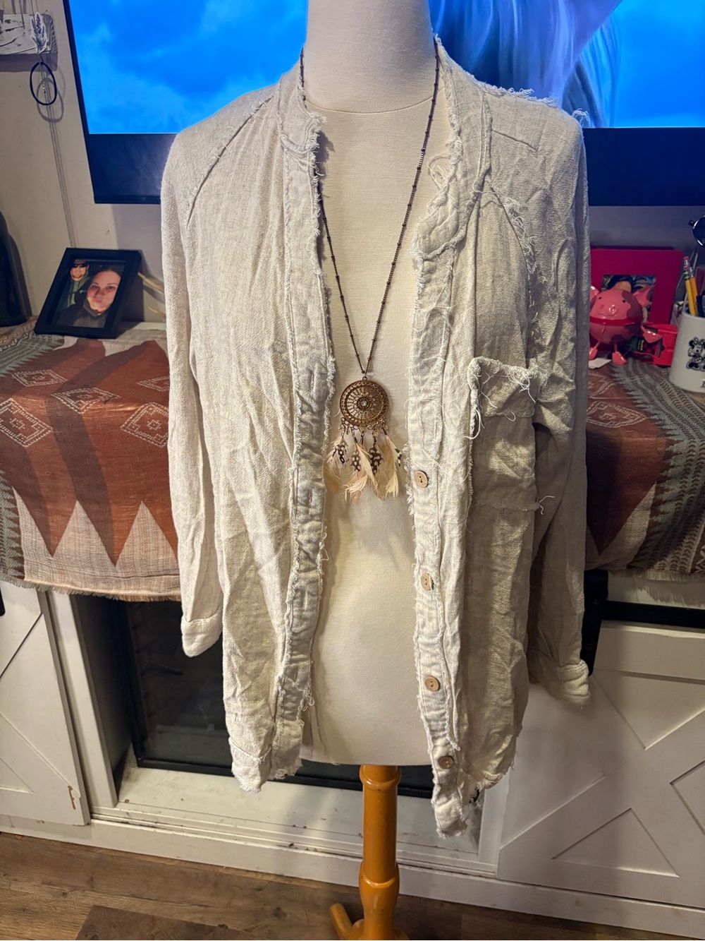 SHEIN Light Beige Button-Front Cardigan Jacket